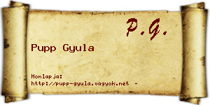 Pupp Gyula névjegykártya